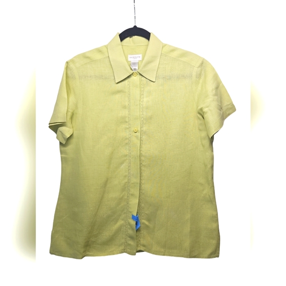 Liz Claiborne Lizsport 100% Linen Button Down Blouse - Picture 1 of 9